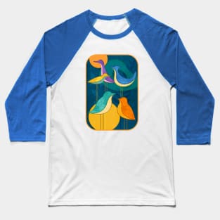 BIRDFLOWER Flock Of Many Colors Baseball T-Shirt